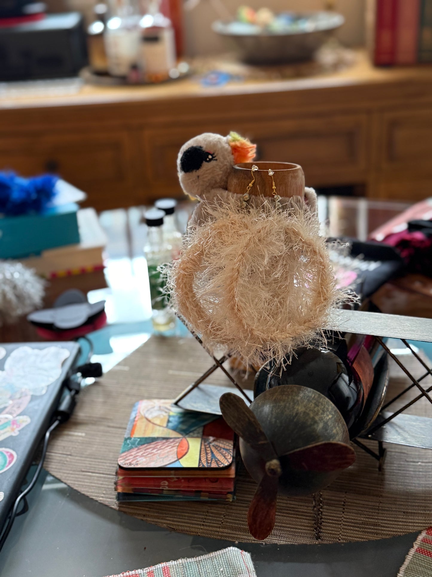 Circular logic earrings—cream