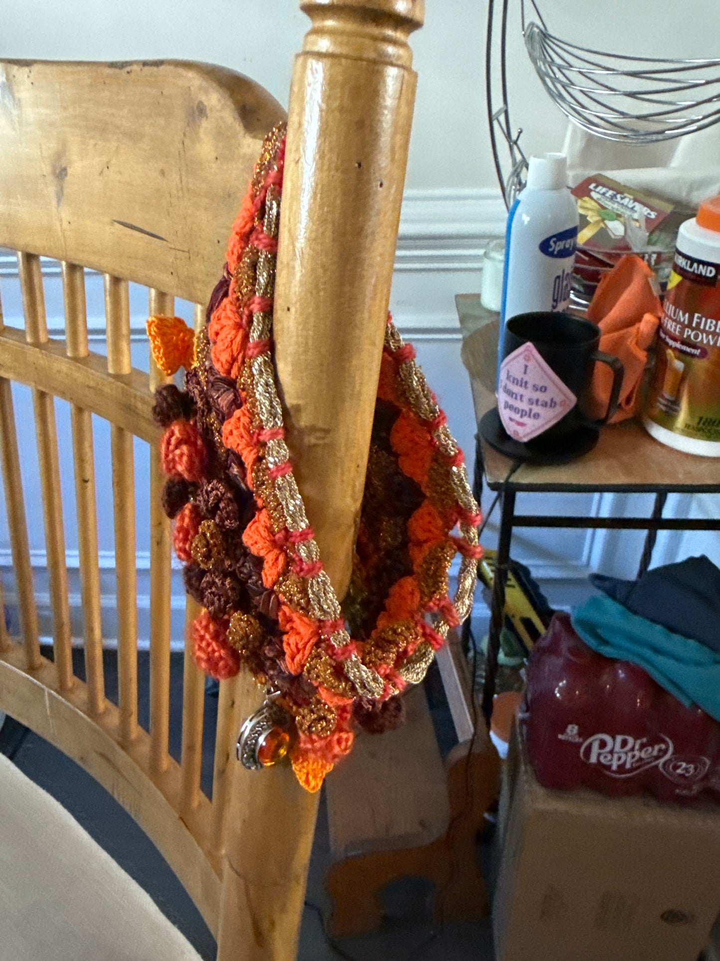 Love bomb collar: orange and sparkly with a real amber pendant