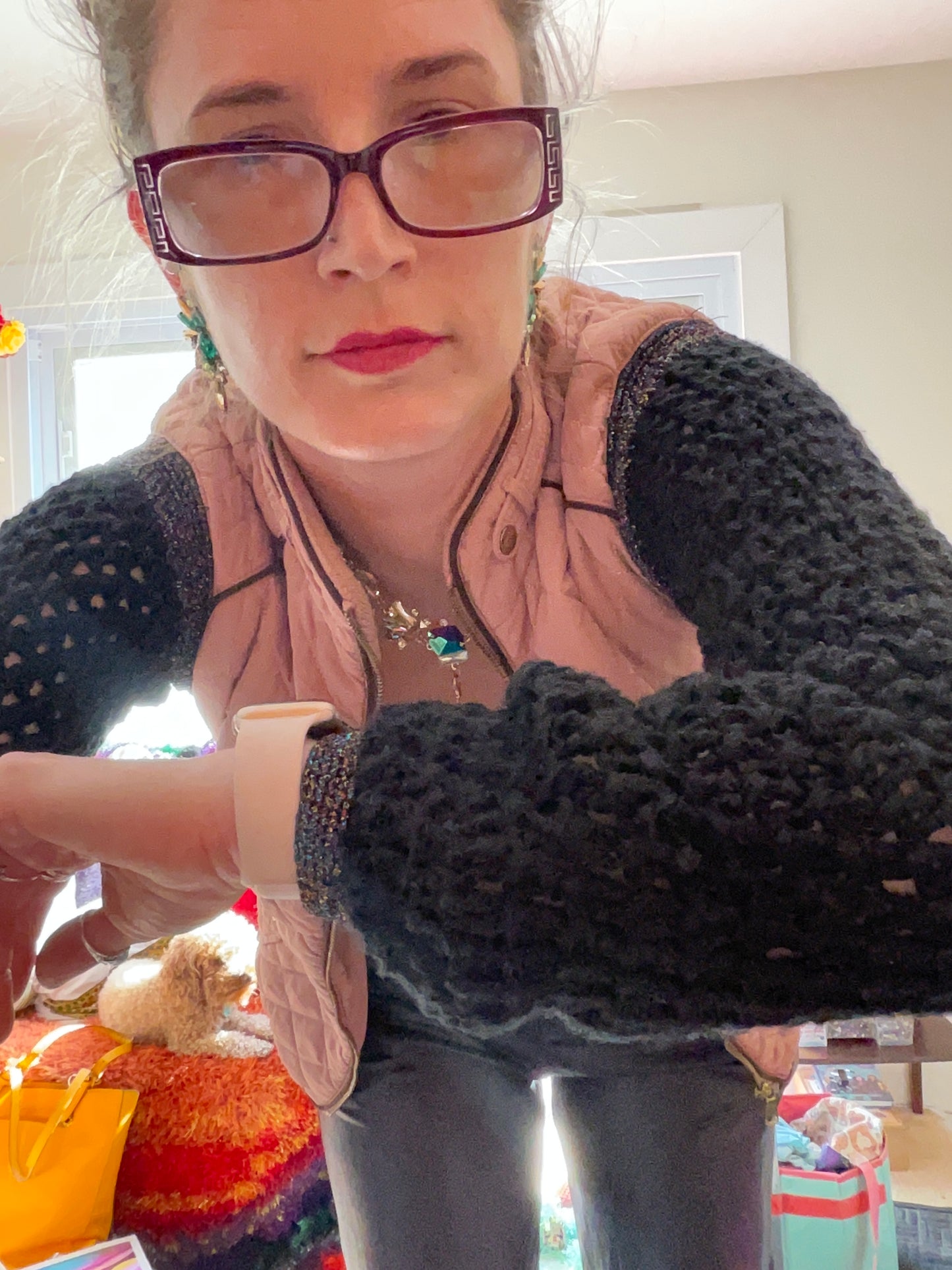 Vest with crochet sleeves