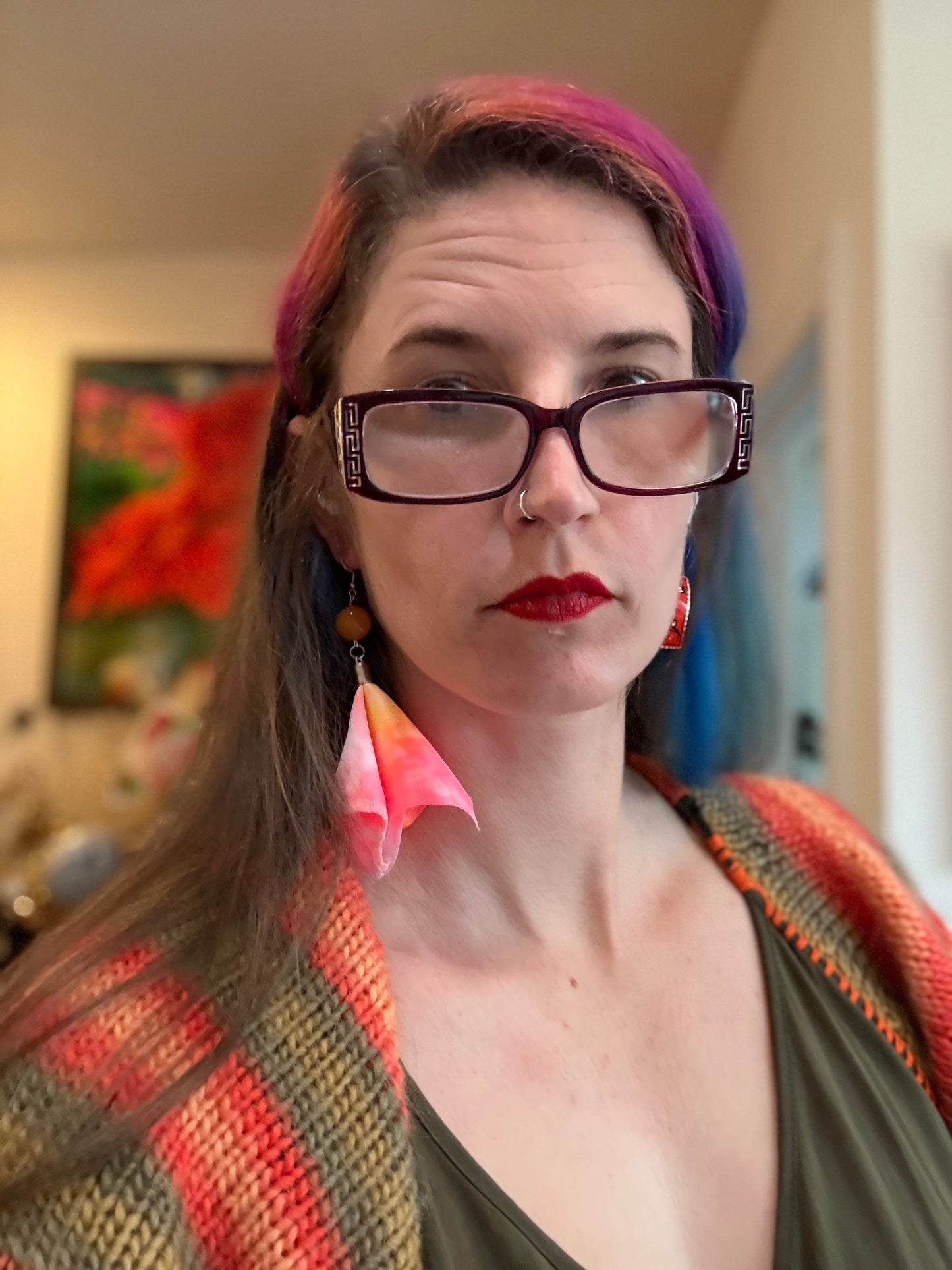 Fabric tassel earrings – neon Summer