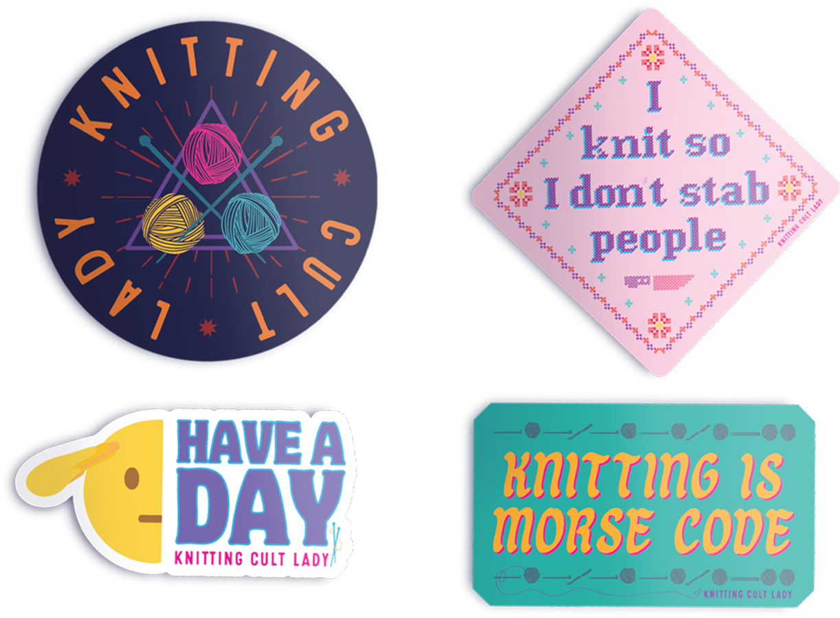 Knitting Cult Lady Vinyl Sticker Packs
