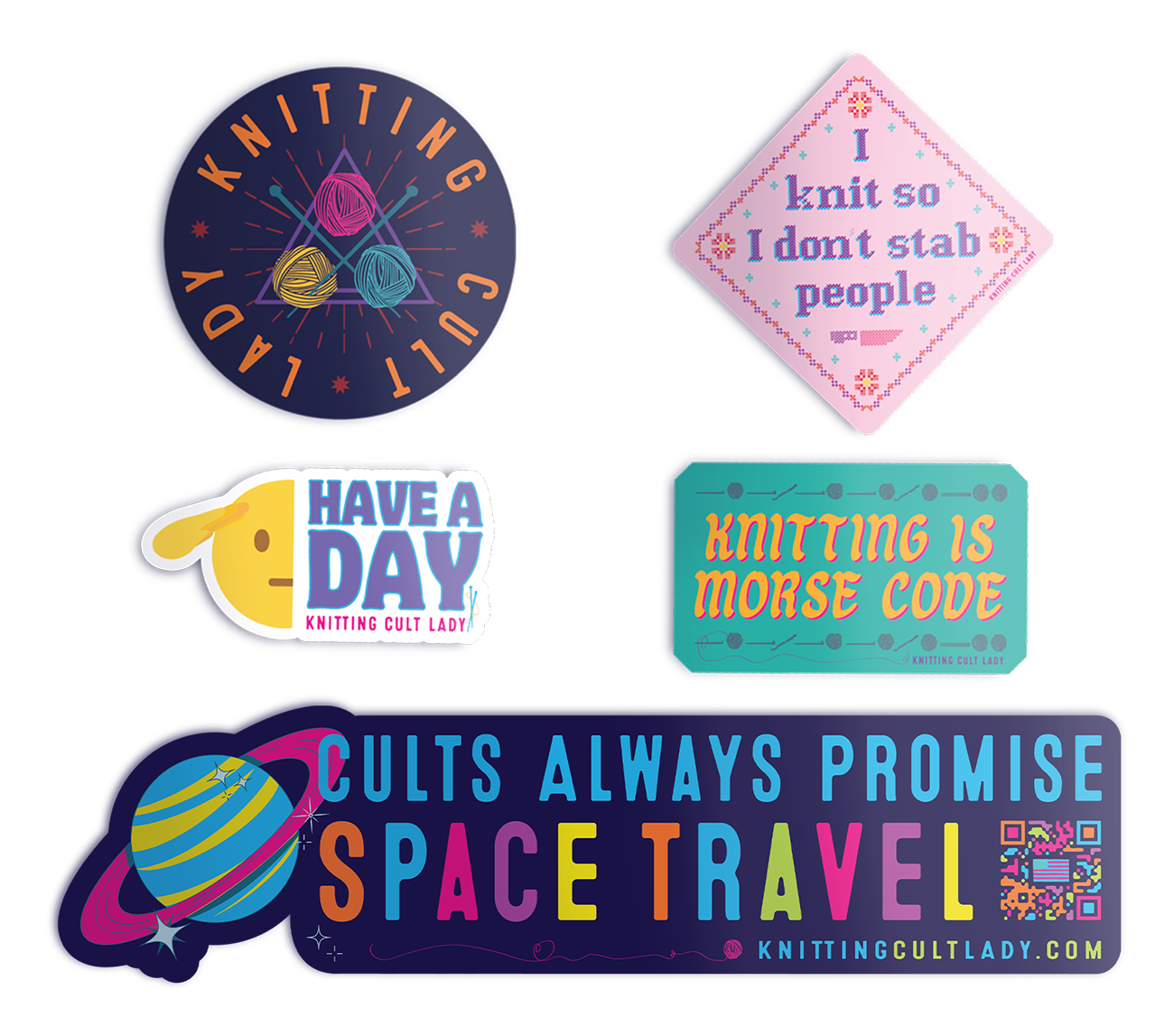 Knitting Cult Lady Vinyl Sticker Packs