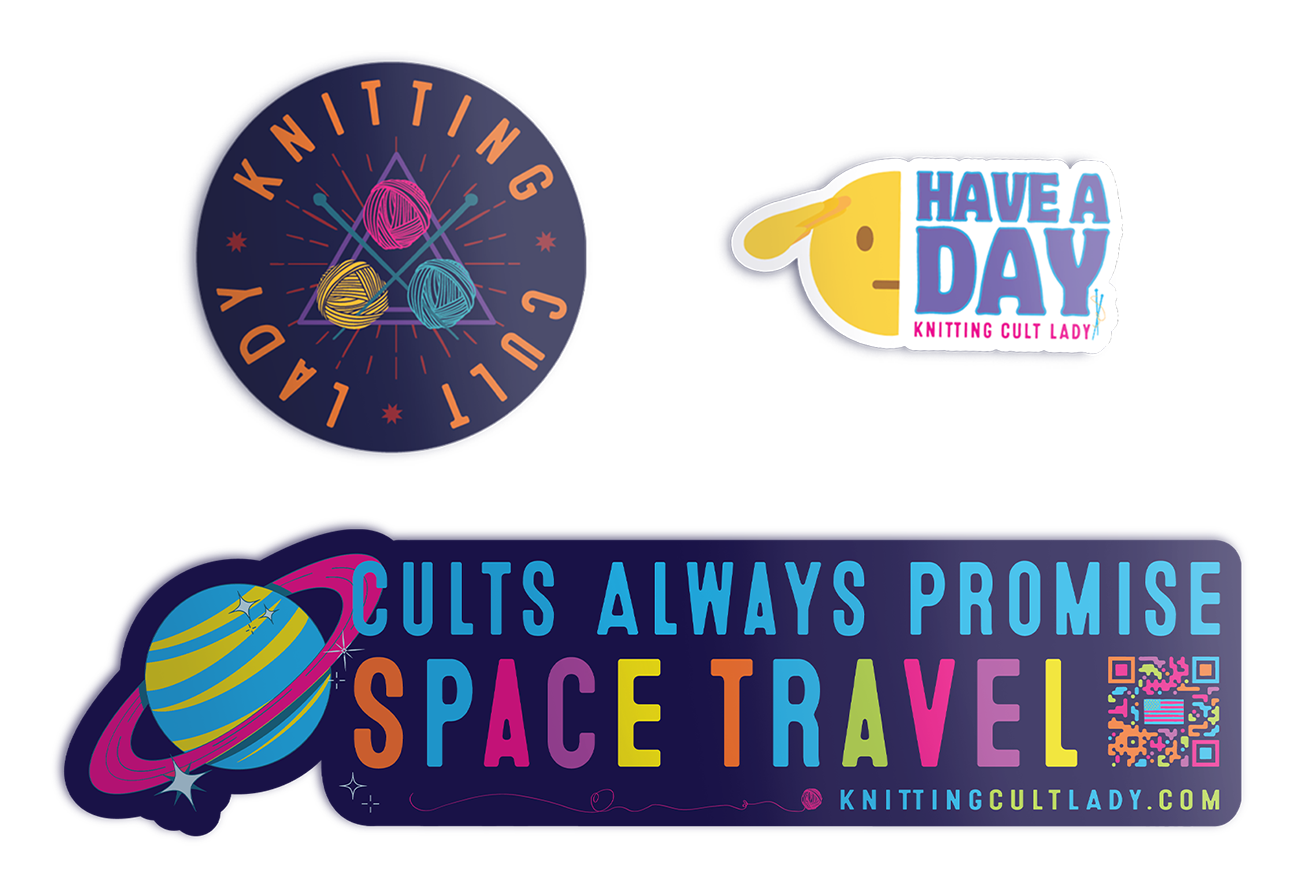 Knitting Cult Lady Vinyl Sticker Packs