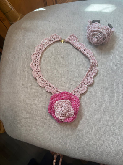 Love bomb collar and exit cost cuff: dusty rose