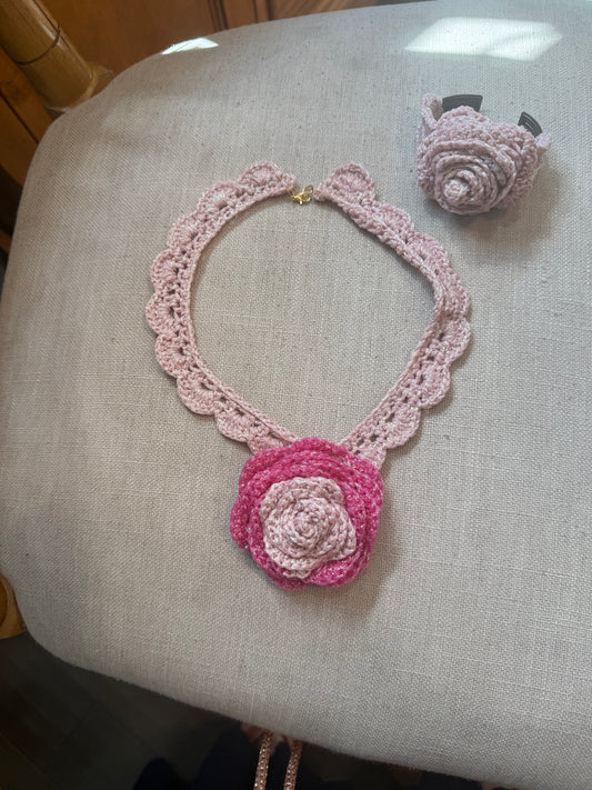 Love bomb collar and exit cost cuff: dusty rose