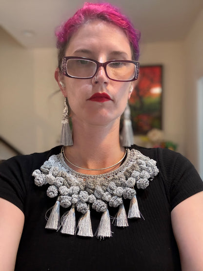 I Was Born a Soldier Metallic Collar: the Varahi with tassel earrings
