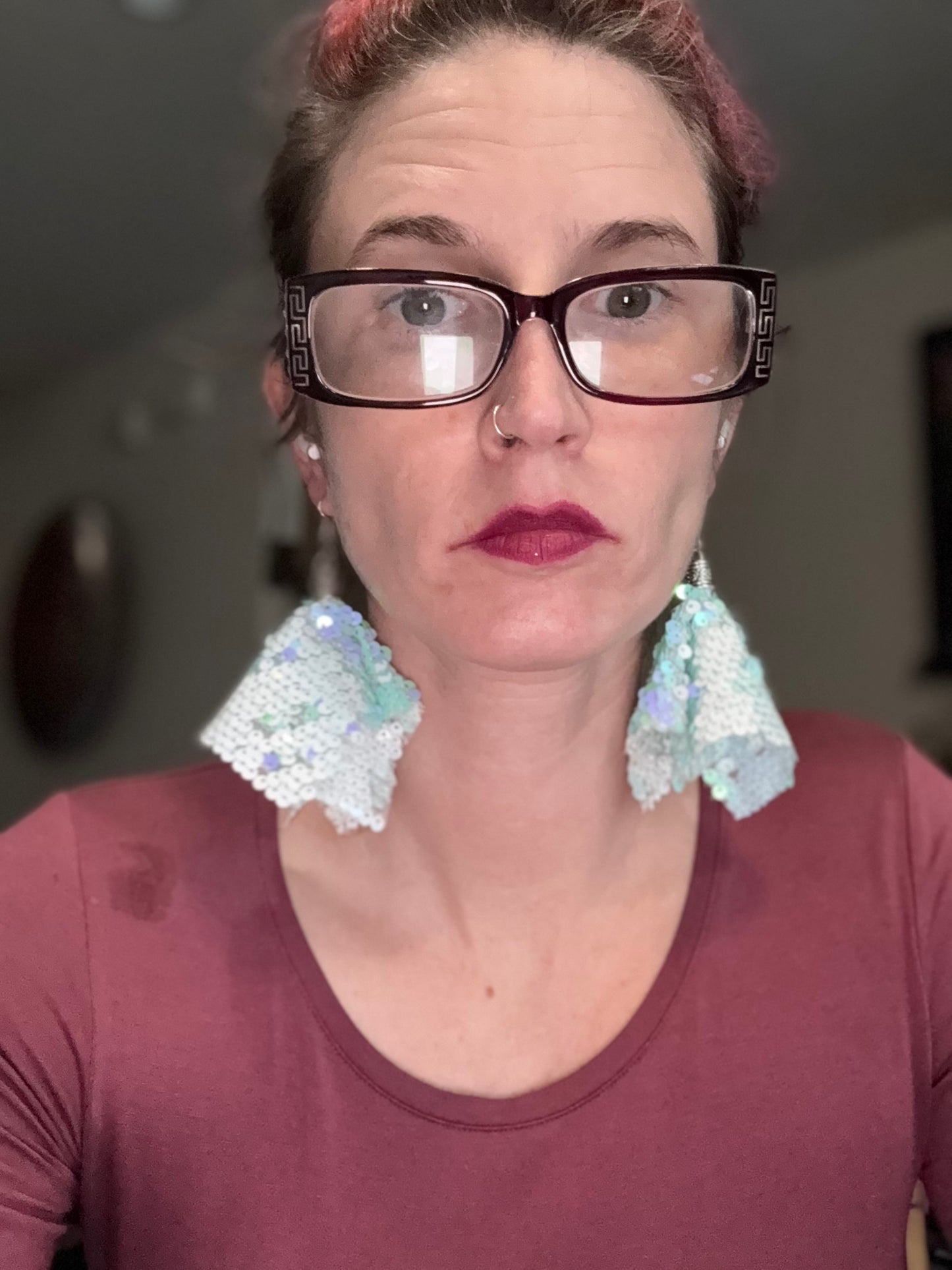 Sequin cloth tassel earrings