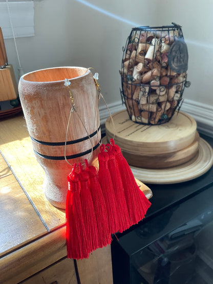 Fringe belief earrings: RED