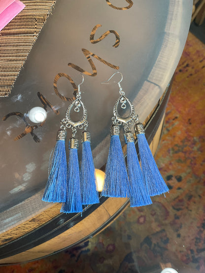 Fringe belief earrings: Blue