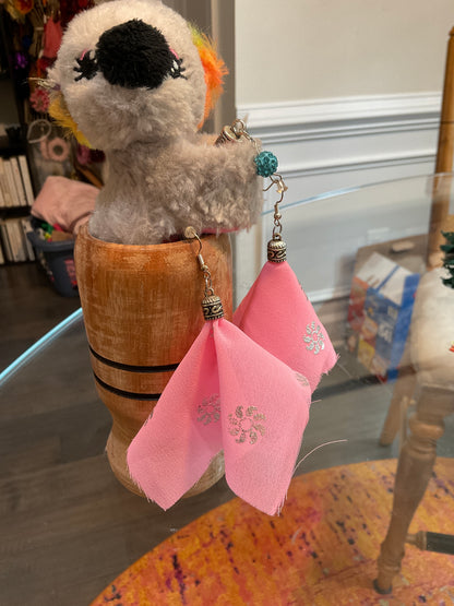 Frilly Fabric tassel earrings — Flower Watching or Sun-gazing, your choice