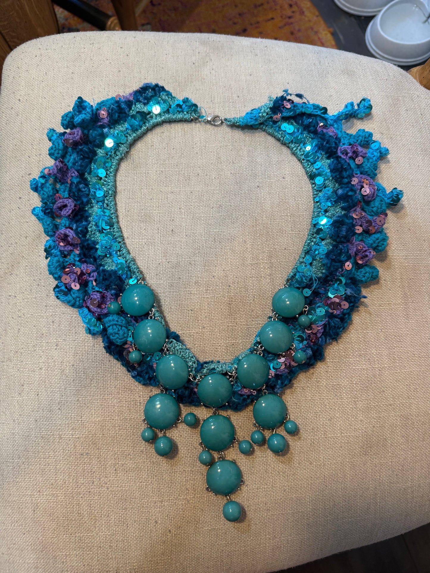 Love bomb collar: blue sequins