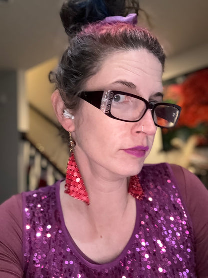 Chainmail earrings—Japanese red