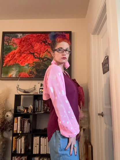 Sassy Sleeves and matching earrings—pink and silver