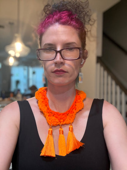 Fringe belief collar: neon orange