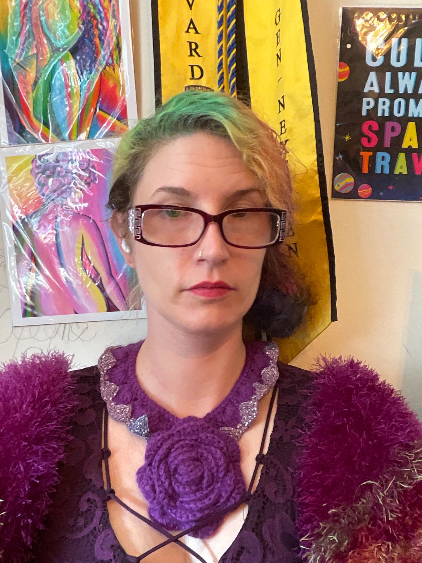 Bait and Stitch: purple butterflies, interchangeable necklace and headpiece