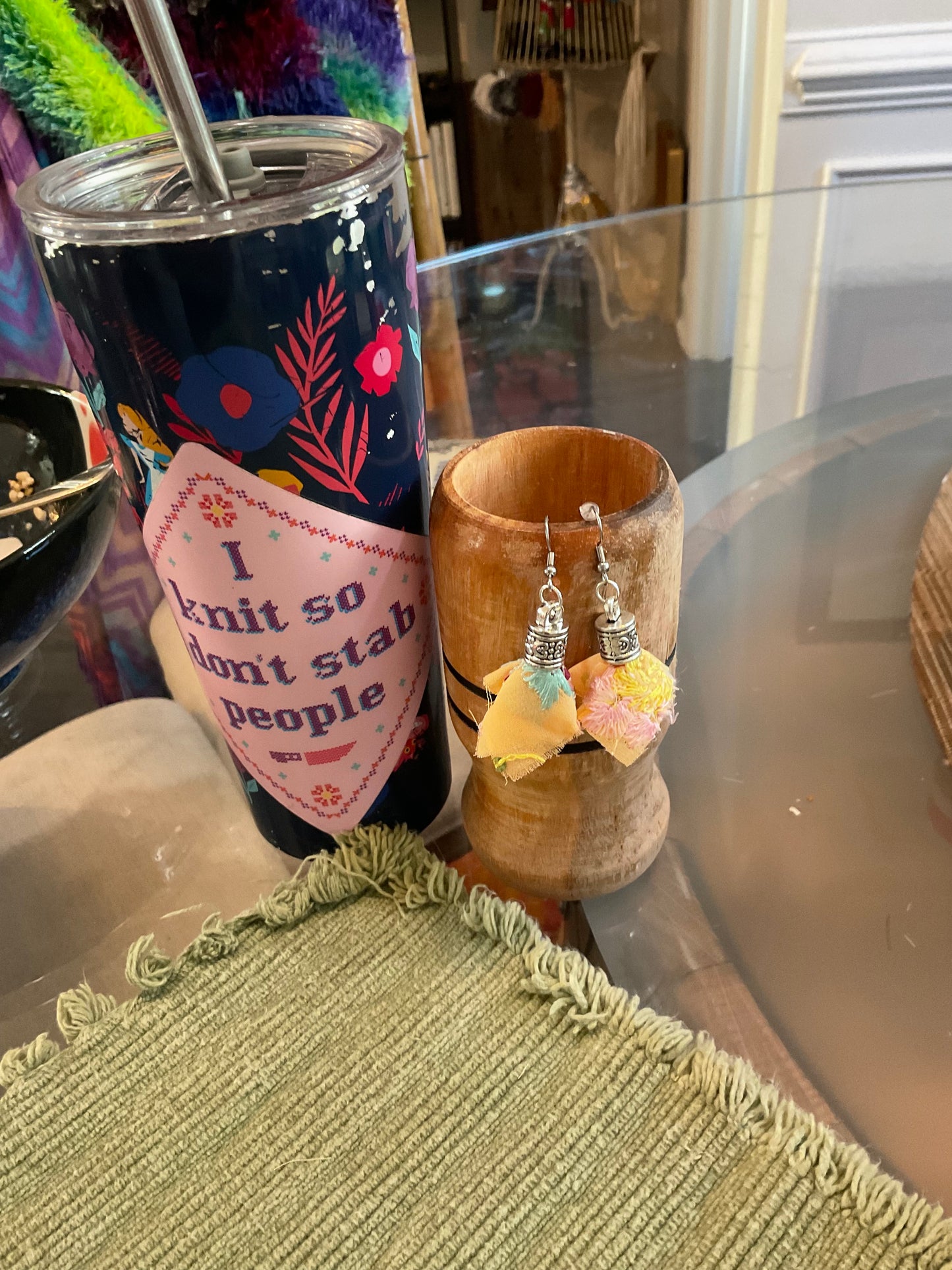 Fabric tassel earrings