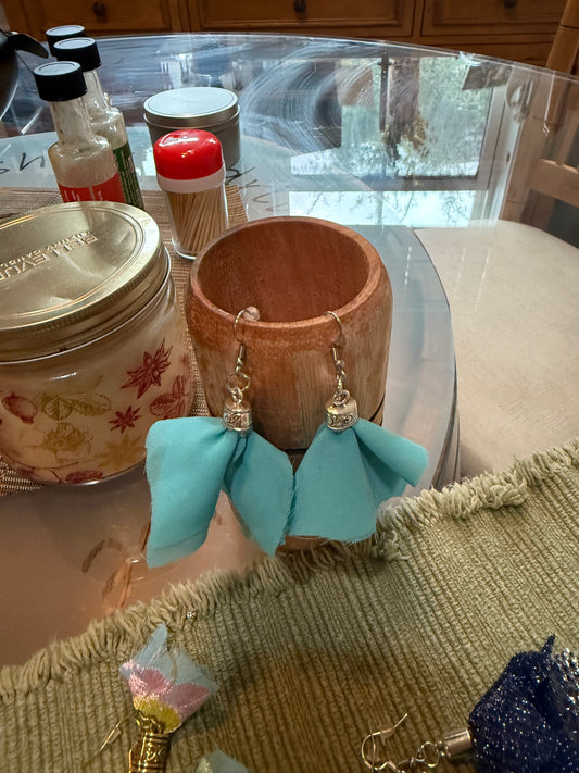 Fabric tassel earrings—sky blue