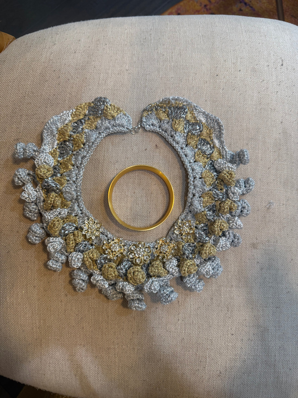 I Was Born a Soldier Metallic Collar: the Alecto with Sparkly brooches and cuff