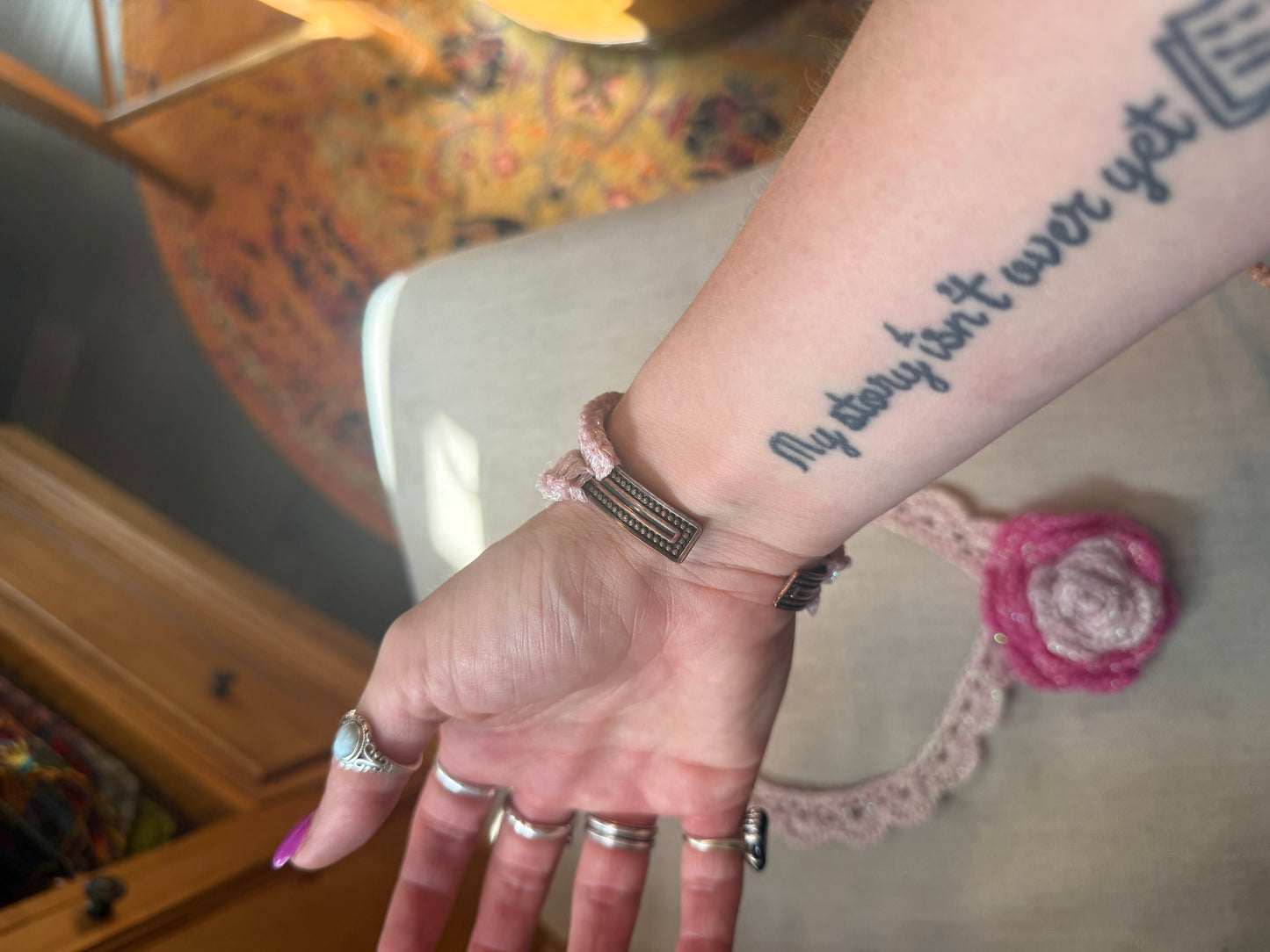 Love bomb collar and exit cost cuff: dusty rose