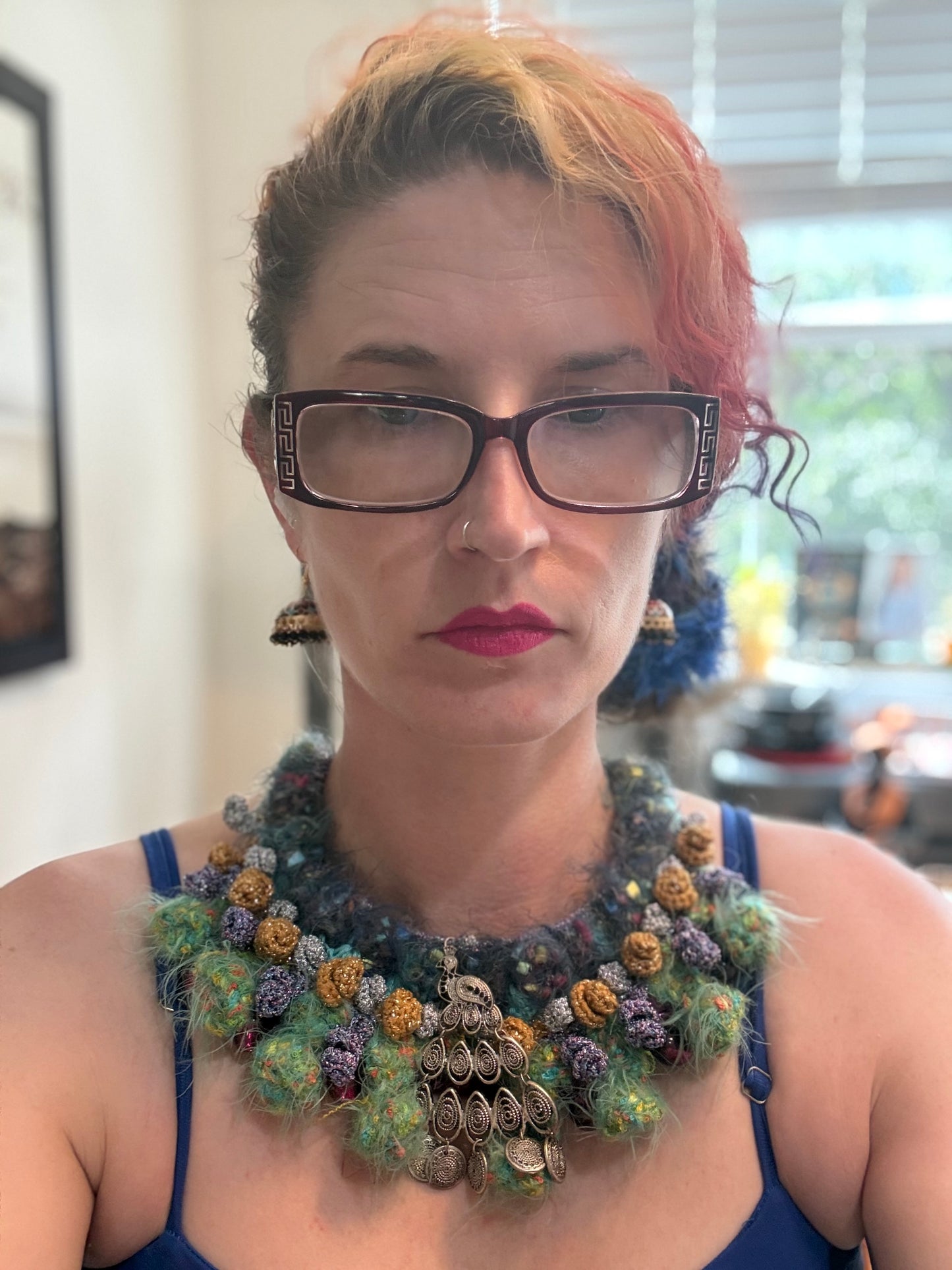 Love bomb collar: Fuzzy Sparkle Peacock