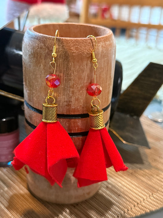 Velvet cloth tassel earrings