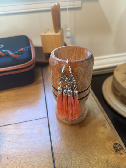 Fringe belief collar (18): Coral and Teal with earrings
