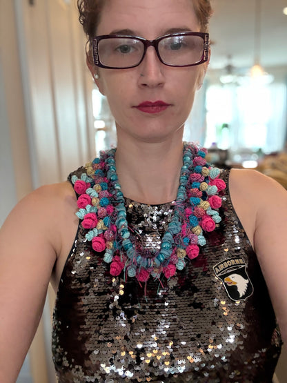 Love bomb collar: magenta and teal (plus size friendly)