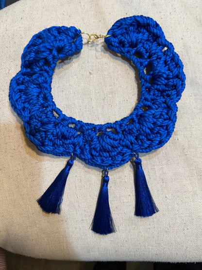 Fringe belief collar: deep ocean blue