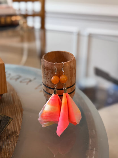 Fabric tassel earrings – neon Summer