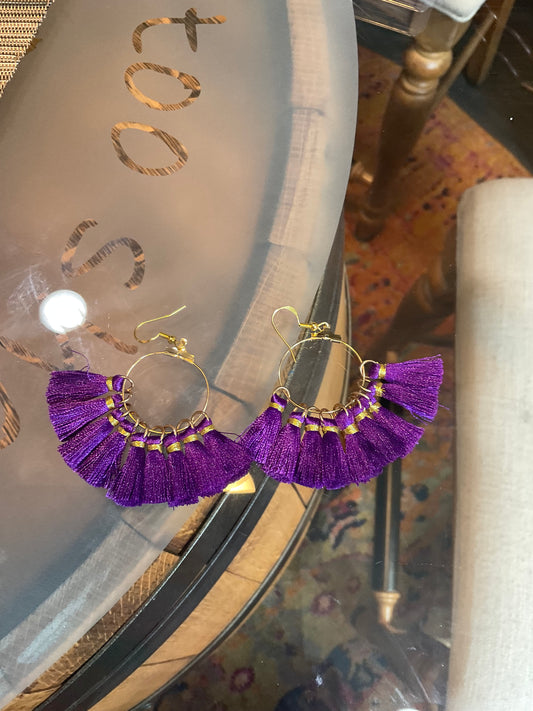 Fringe belief earrings: Purple