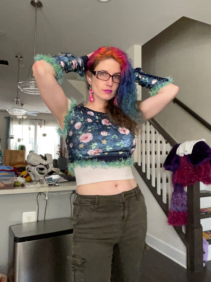 Delayed adolescence crop top & cuff set—secret garden