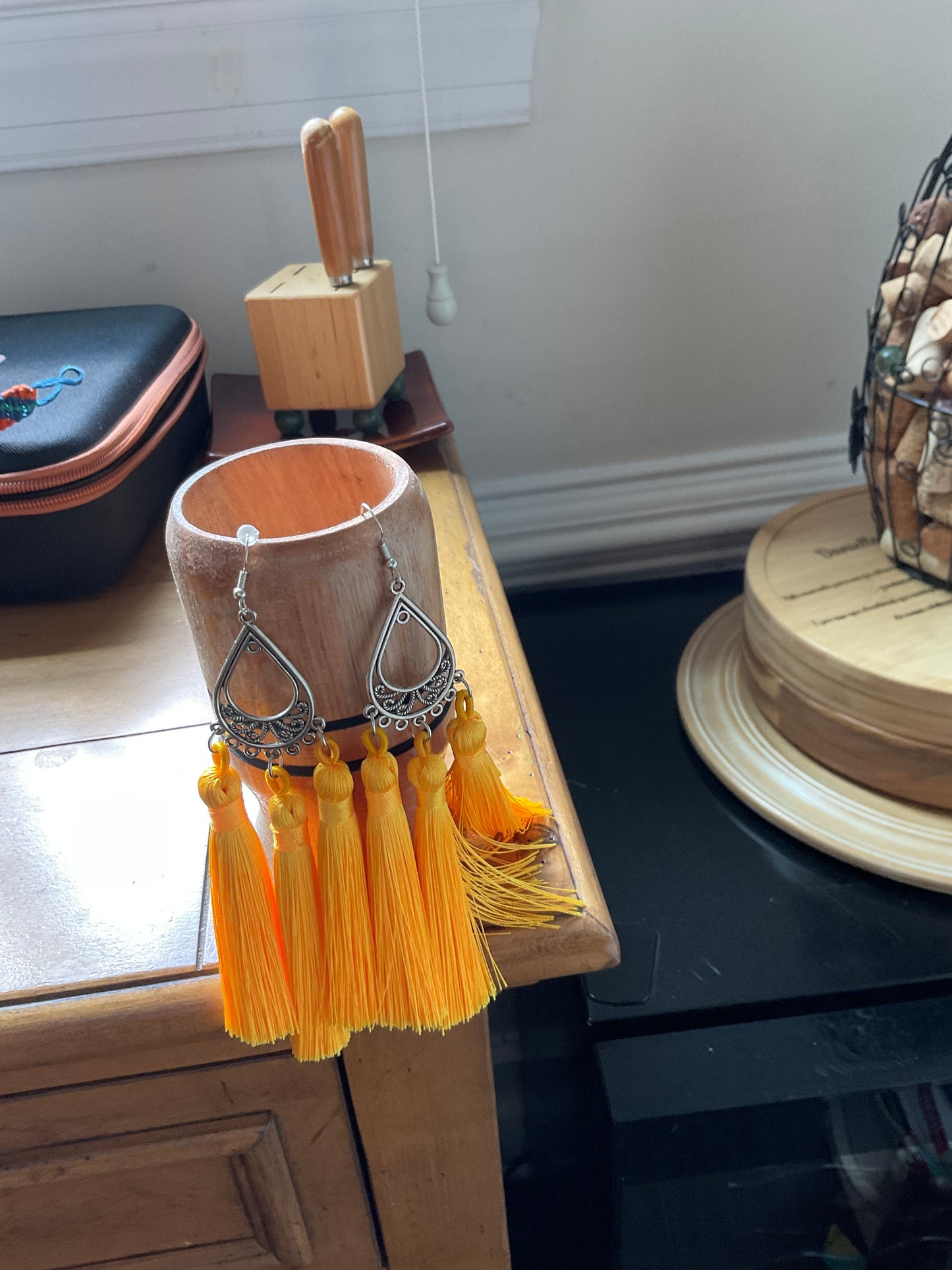 Fringe belief earrings: Yellow