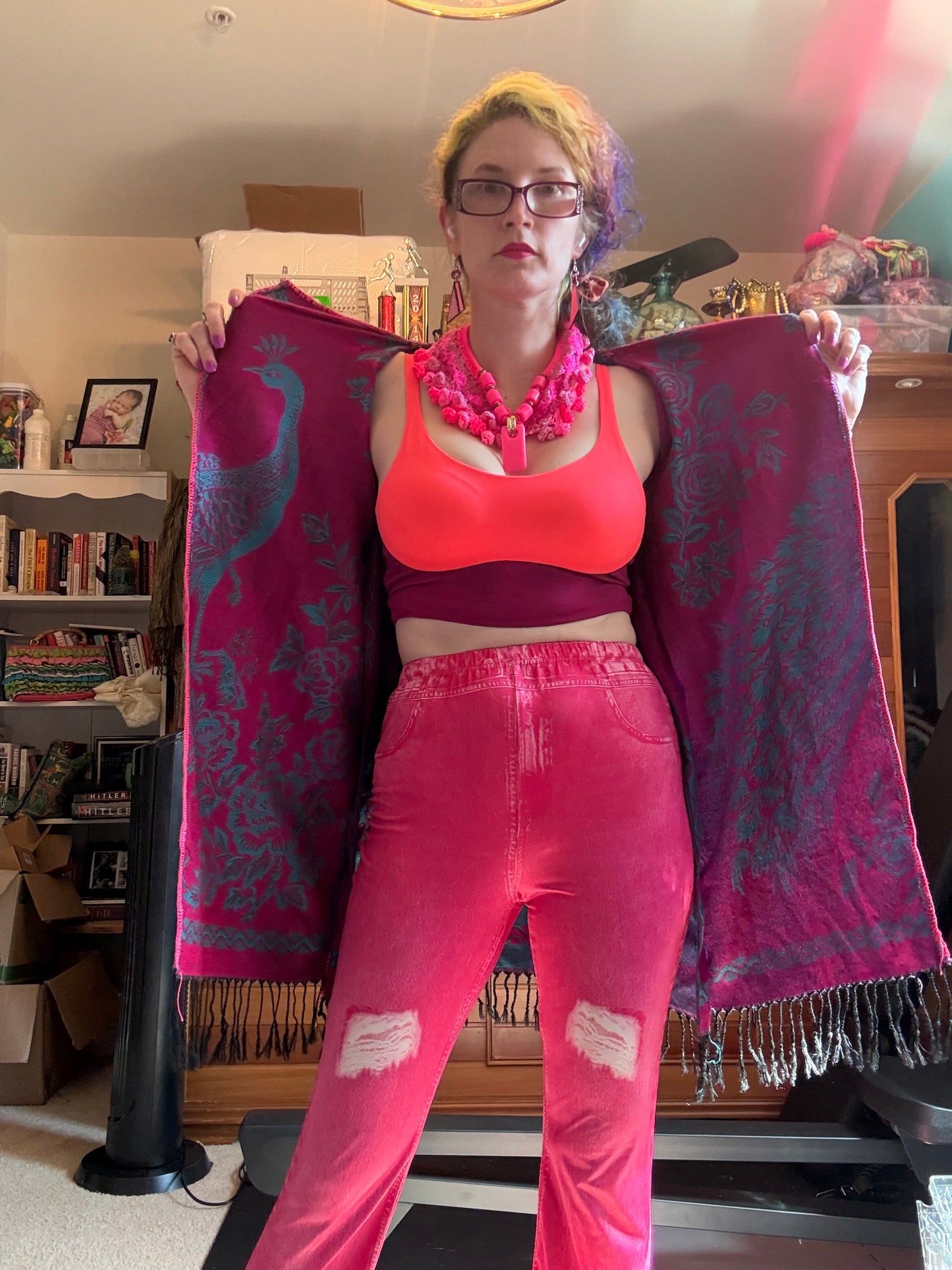 A Pink Peacock Scarfigan