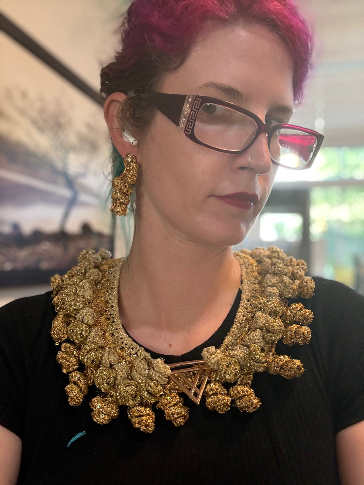 I Was Born a Soldier Metallic Collar: the Lamia with Earrings