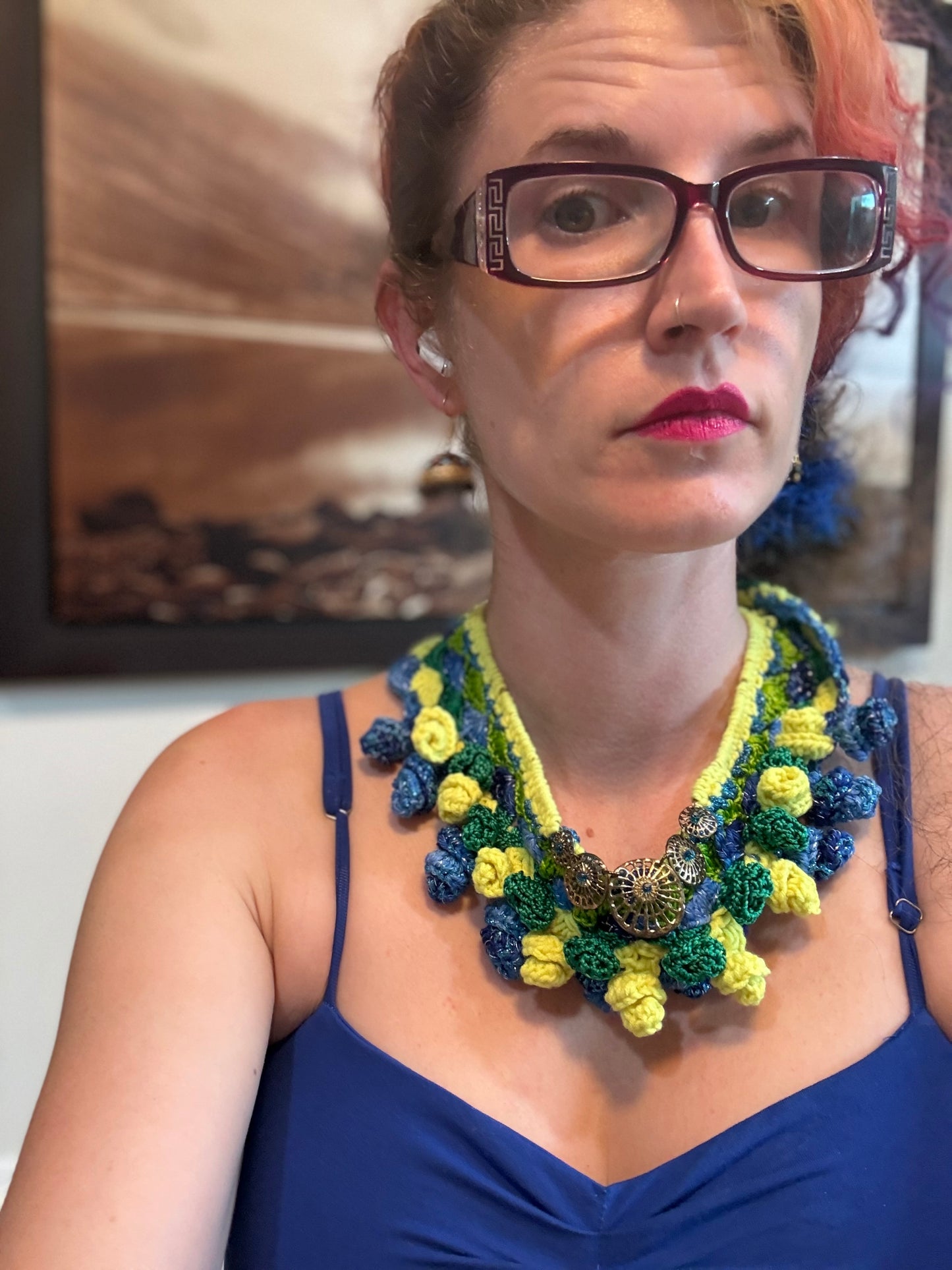 Love bomb collar: green , yellow and blue (plus size friendly)