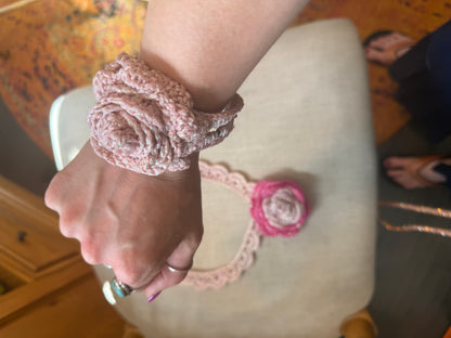 Love bomb collar and exit cost cuff: dusty rose