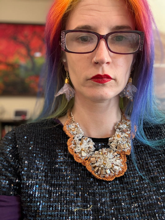 Love bomb collar: bronzed and shimmery