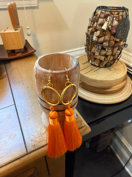 Fringe belief earrings: orange