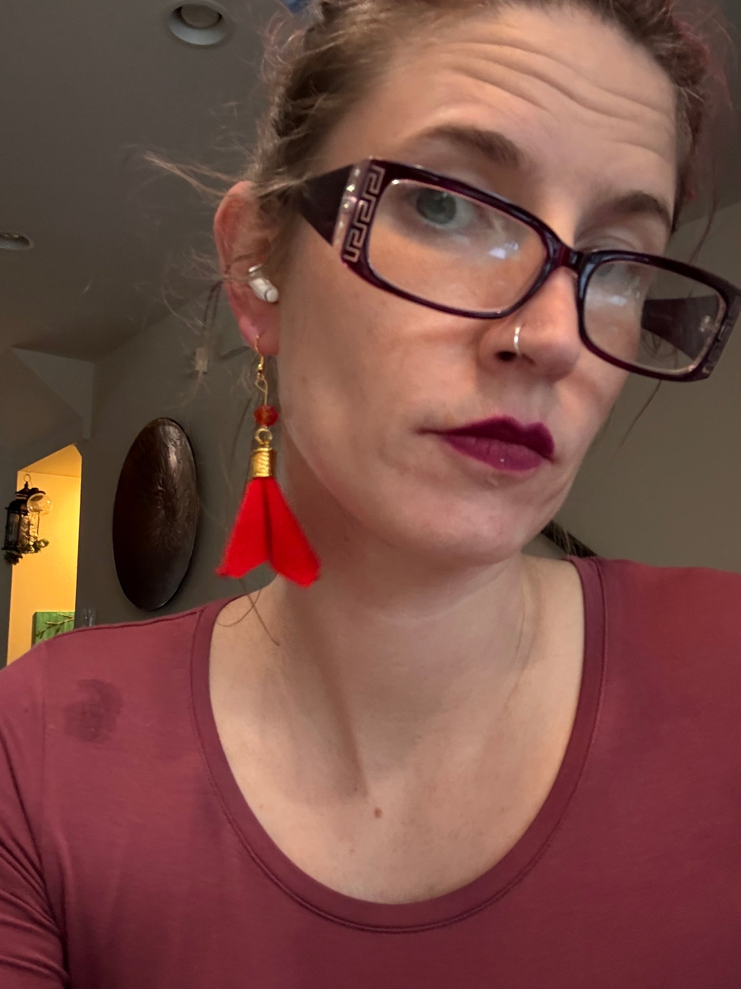 Velvet cloth tassel earrings