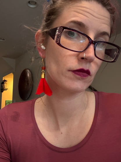 Velvet cloth tassel earrings