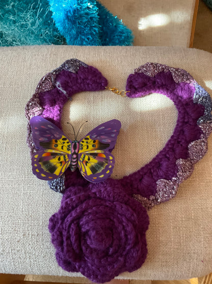 Bait and Stitch: purple butterflies, interchangeable necklace and headpiece