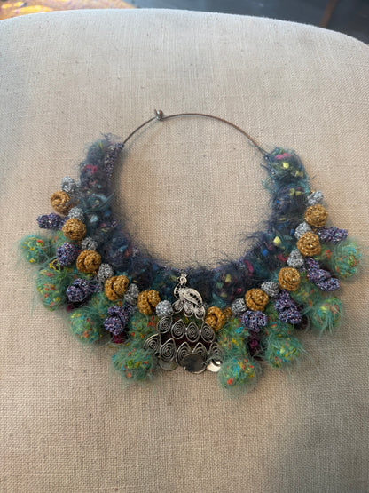 Love bomb collar: Fuzzy Sparkle Peacock