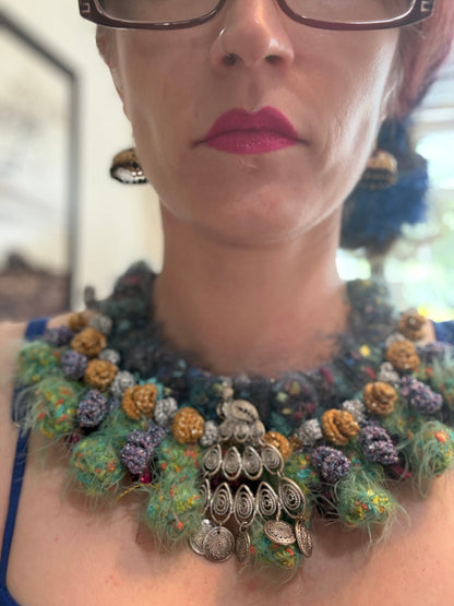 Love bomb collar: Fuzzy Sparkle Peacock