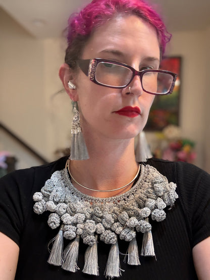 I Was Born a Soldier Metallic Collar: the Varahi with tassel earrings