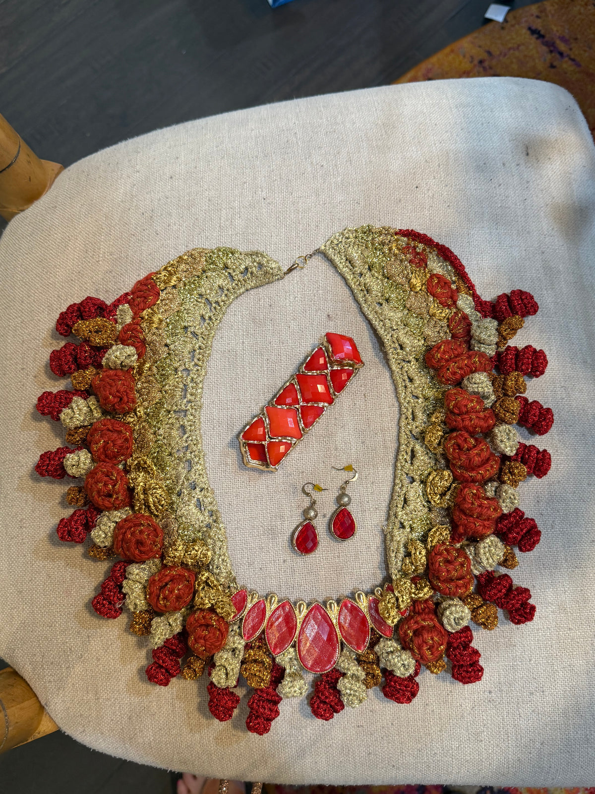 I Was Born a Soldier Metallic Collar: the Brigid with cuff and earrings (plus size friendly)