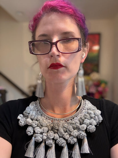 I Was Born a Soldier Metallic Collar: the Varahi with tassel earrings