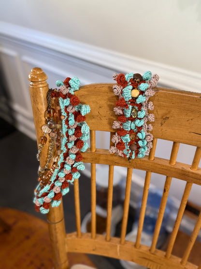 Lovebomb collar, Exit Cost Cuff and Earrings: a Turquoise worldview
