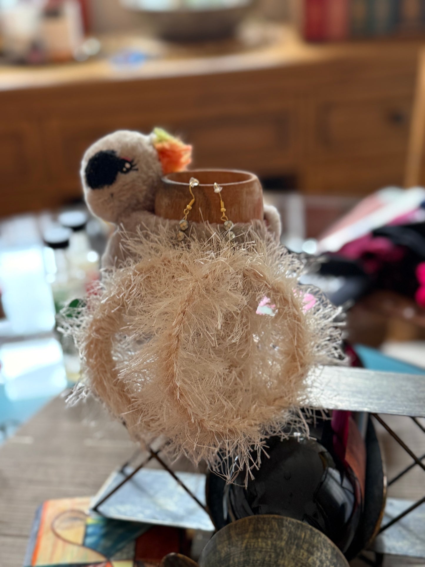 Circular logic earrings—cream