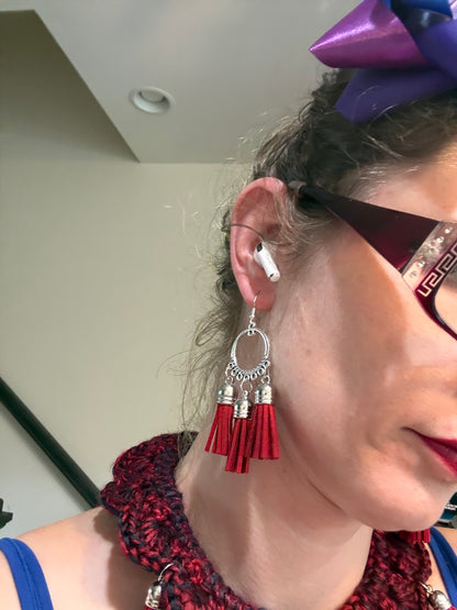 Fringe belief collar (5): Deep Red with earrings