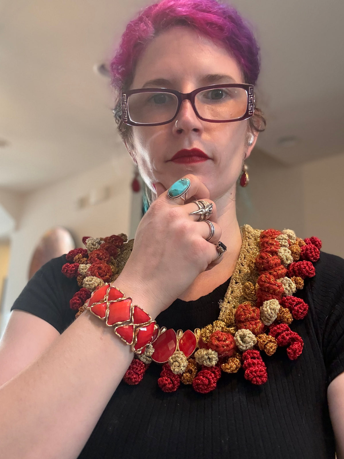 I Was Born a Soldier Metallic Collar: the Brigid with cuff and earrings (plus size friendly)